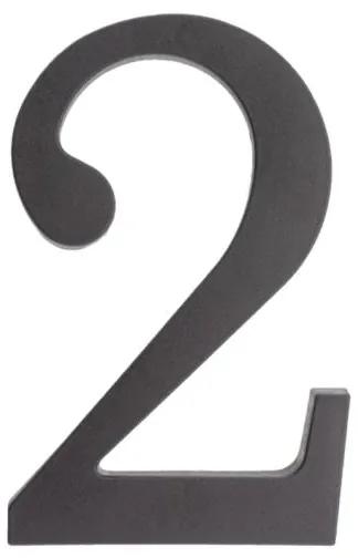 PSG 64.132 - plastová 3D číslica 2, číslo na dom, výška 180 mm, čierna