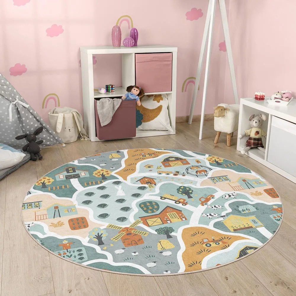 Prateľný detský hrací koberec ø150 cm Farmer's Life – Mila Home
