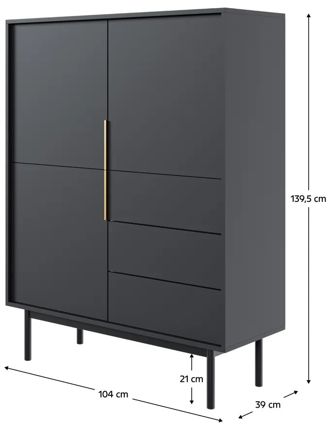 Komoda VIVALA 3D3S, čierna
