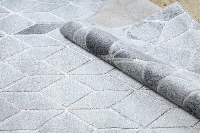 Koberec MEFE B400 Kocka, geometrický 3D štrukturálny - sivý