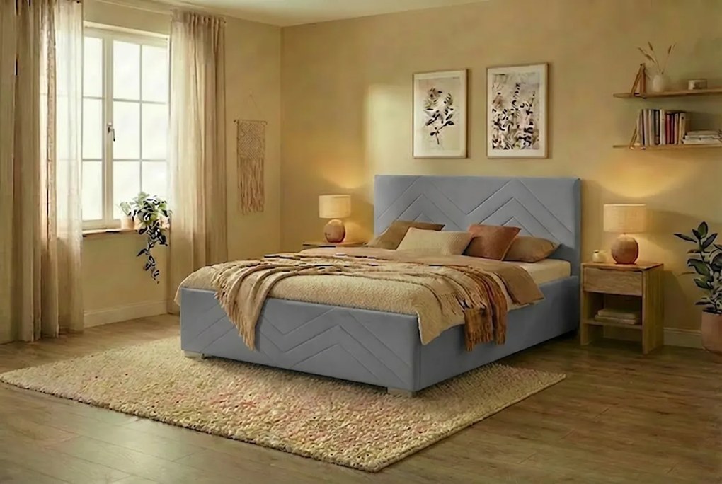 Postel CINDY 140x200 cm Svetlosivá Bez matraca