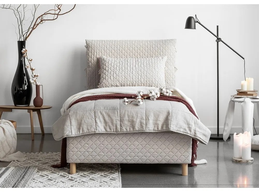 Béžová čalúnená jednolôžková posteľ s roštom 90x200 cm Sleepy Luna – Miuform