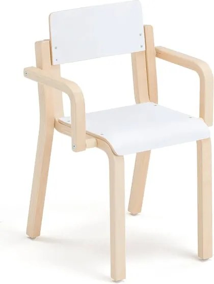 Detská stolička DANTE, s podrúčkami, výška 380 mm, breza/biela