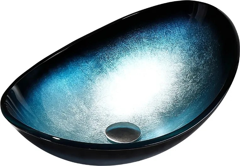 BPS-koupelny Keramické umývadlo na dosku HYD-LI-BU-BL-530 54x37 cm, modré lesk