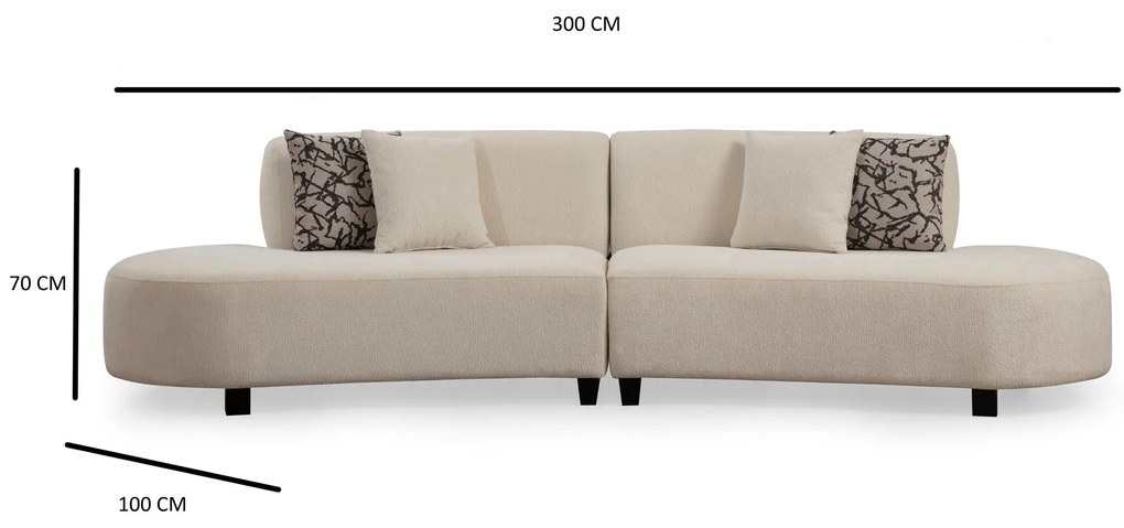 Pars Cream v tvare písmena U a krémovej farbe látky