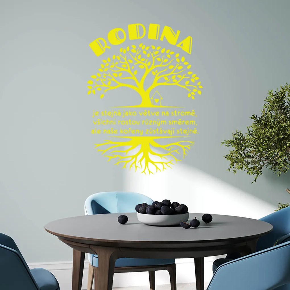 Veselá Stena Samolepka na stenu na stenu Rodina s koreňmi Farba: žlutá, Veľkosť: 60 x 45 cm