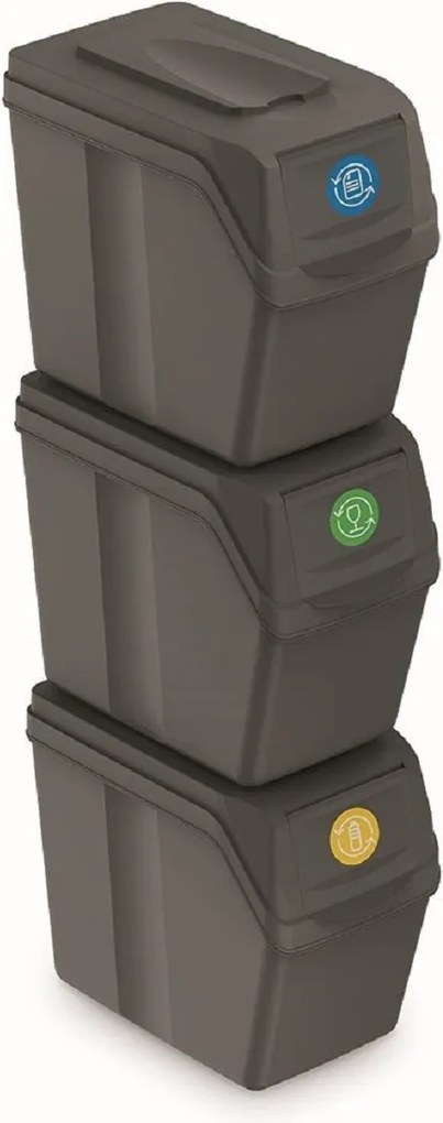 PROSPERPLAST Sada odpadkových košov SORTIBOX, 3x20l