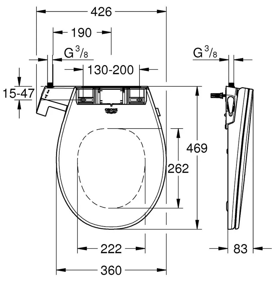 Grohe Bau Ceramic - Sprchová toaletná doska, biela 39648SH0