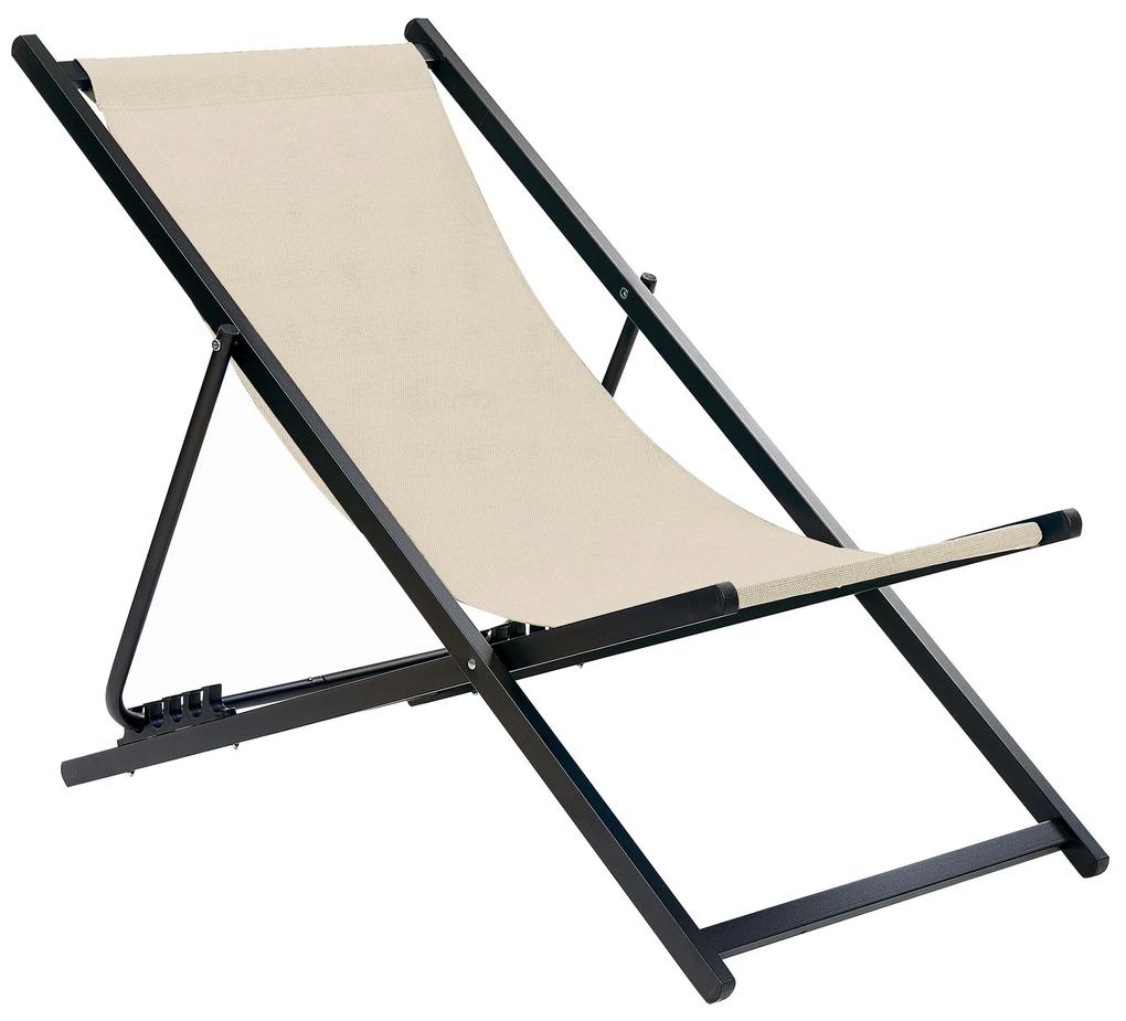 Skladacia plážová stolička béžová/čierna LOCRI II Beliani