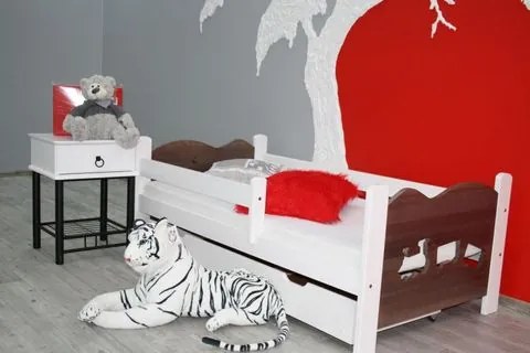 OVN Detská posteľ TONÍK bielo-hnedá 80x160 +rošt