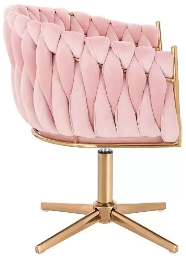 LuxuryForm DESIGN Kreslo NORDEN VELUR na zlatom kríži - ružové