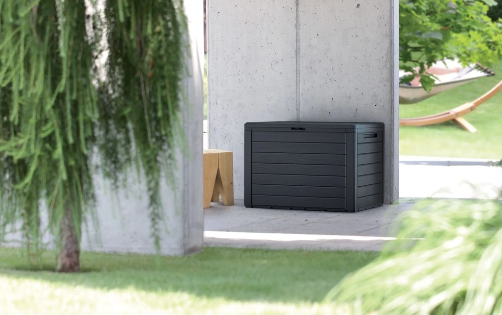 Prosperplast Woodebox Záhradný box 58,5cm, 140l, umbra MBWL140
