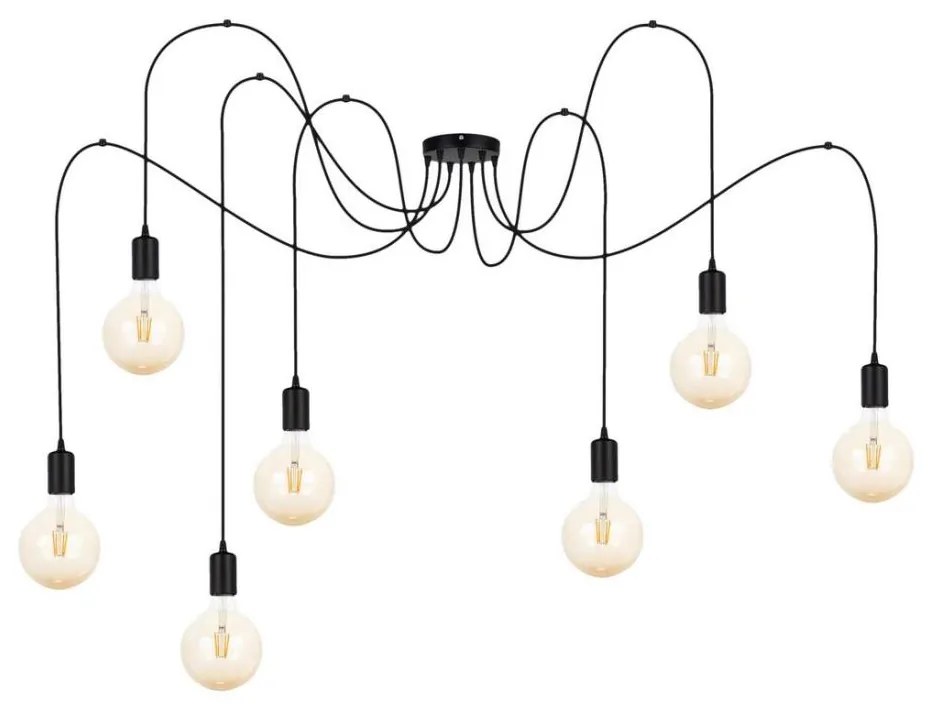 Luster na lanku MIROS 7xE27/60W/230V pavúk čierna