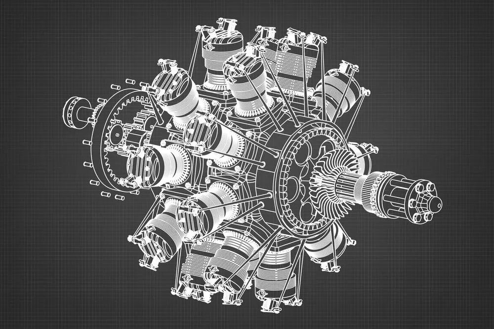 Obraz hviezdicový motor - 120x80