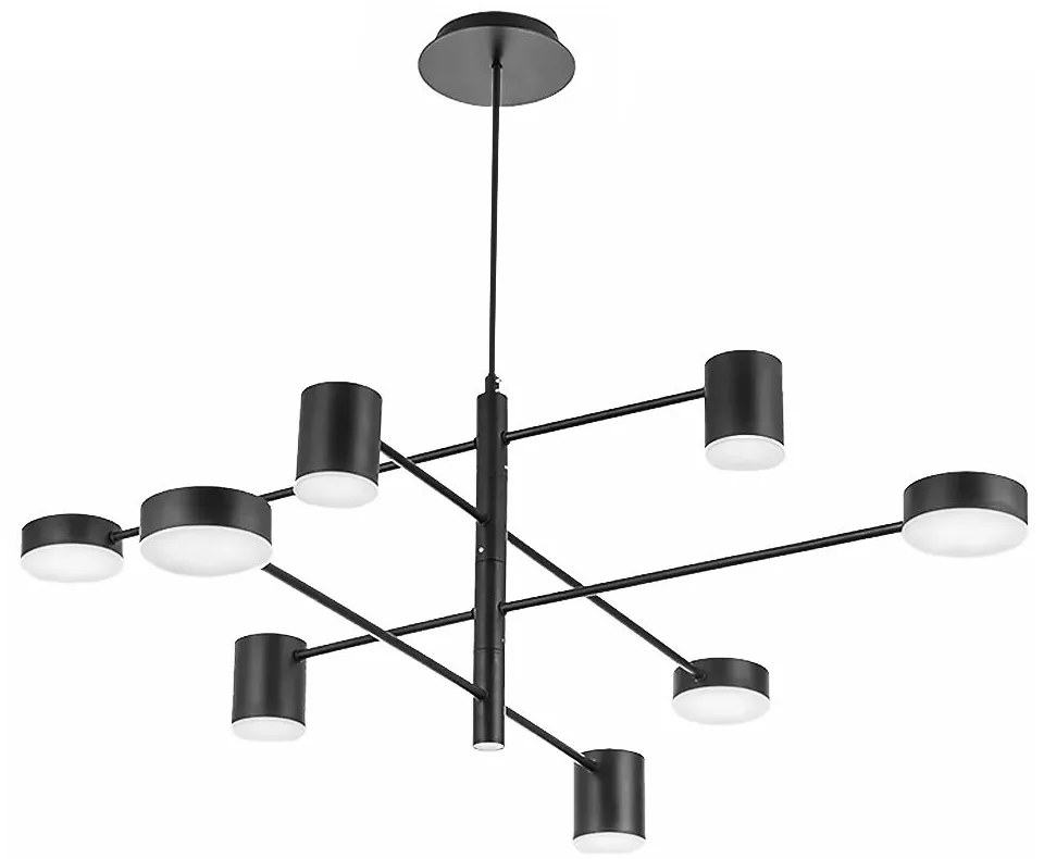 Toolight Toolight, LED stropné svietidlo s 8 ramenami 75x124 cm APP598-8C, čierna, OSW-08566