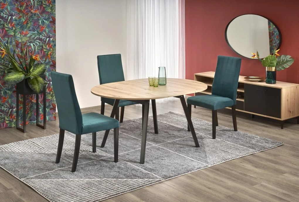 Jídelní rozkládací stůl Ruden 102/142 cm dub artisan/černý