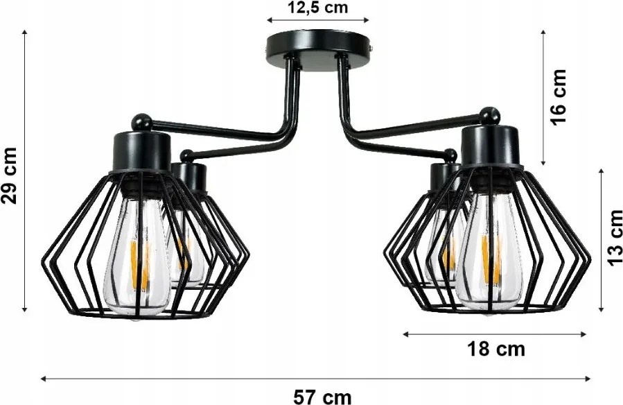 Závesná lampa DRON 4xe27 - kovová lemovaná