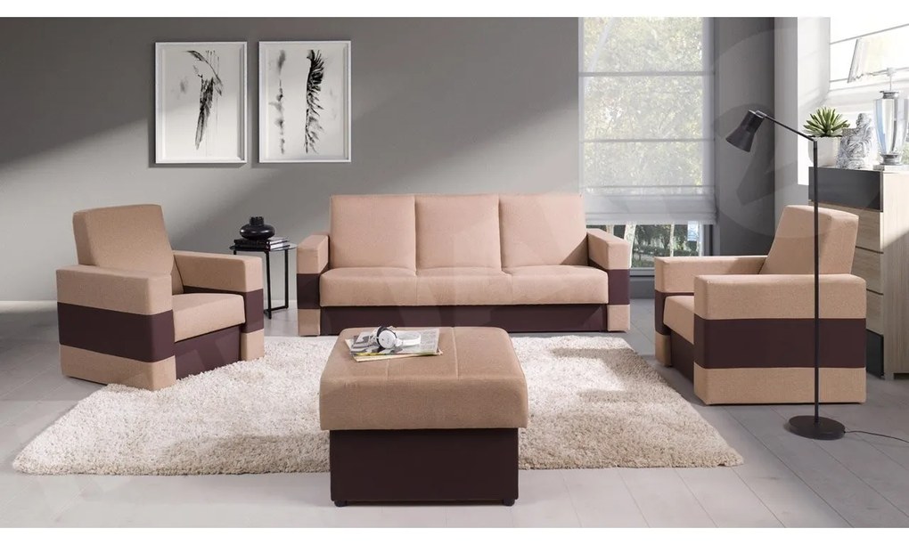Sedacia súprava 3+1+1 s taburetom Deco, Dostupné poťahy: Soft 011 + Lux 05