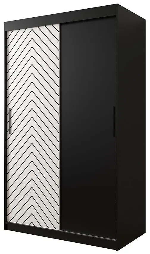 Skriňa Jodełka 120 čierna/biely/čierna