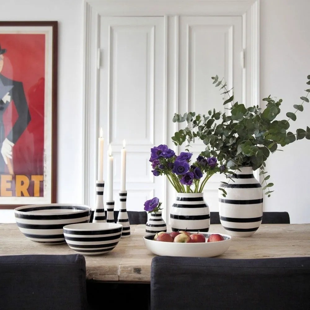 Čierno-biela kameninová váza Kähler Design Omaggio, výška 20 cm