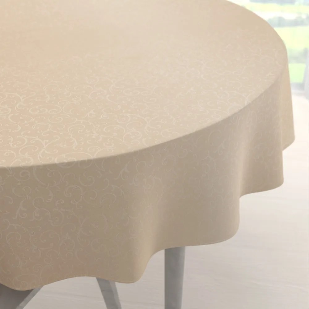 Biante Teflónový okrúhly obrus TF-092 Ornamenty - béžová light Ø 40 cm