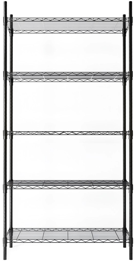 Drôtený regál - 181x91x35 cm - čierna farba