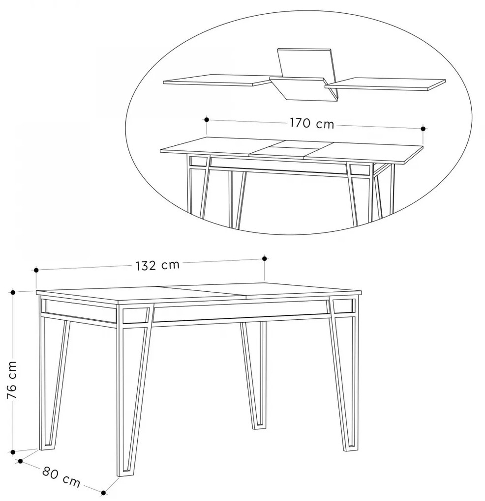 Jedálenský rozkladací stôl Pal 132/170 cm dub prírodný