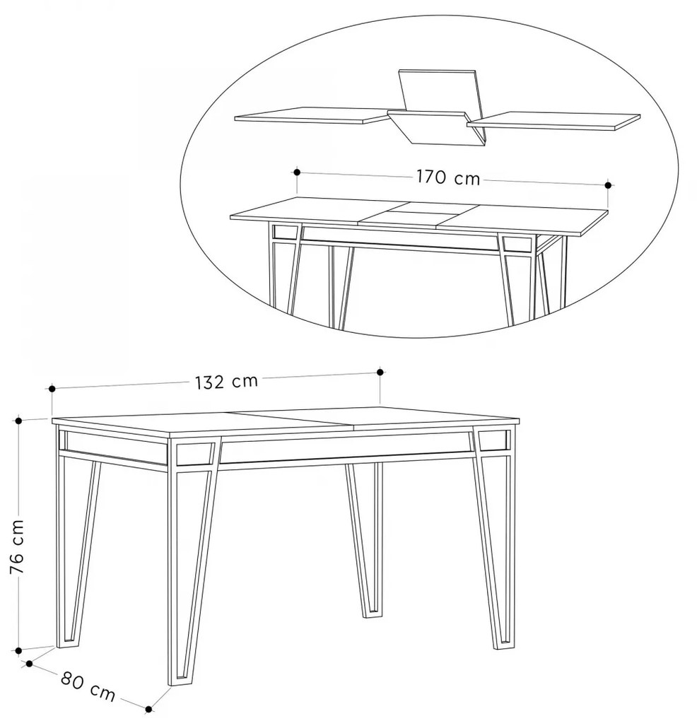 Jídelní rozkládací stůl Pal 132/170 cm dub přírodní