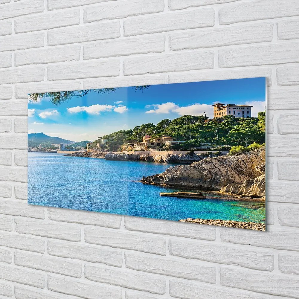 Sklenený obraz Španielsko Morské pobrežie horách 125x50 cm