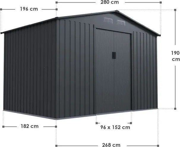 InternetovaZahrada Záhradný domček XL 280x196x190 cm - antracit