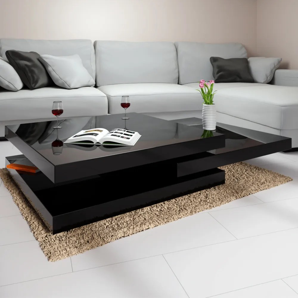 Konferenčný stolík NY - 60  x 60 cm - vysoký lesk, čierna