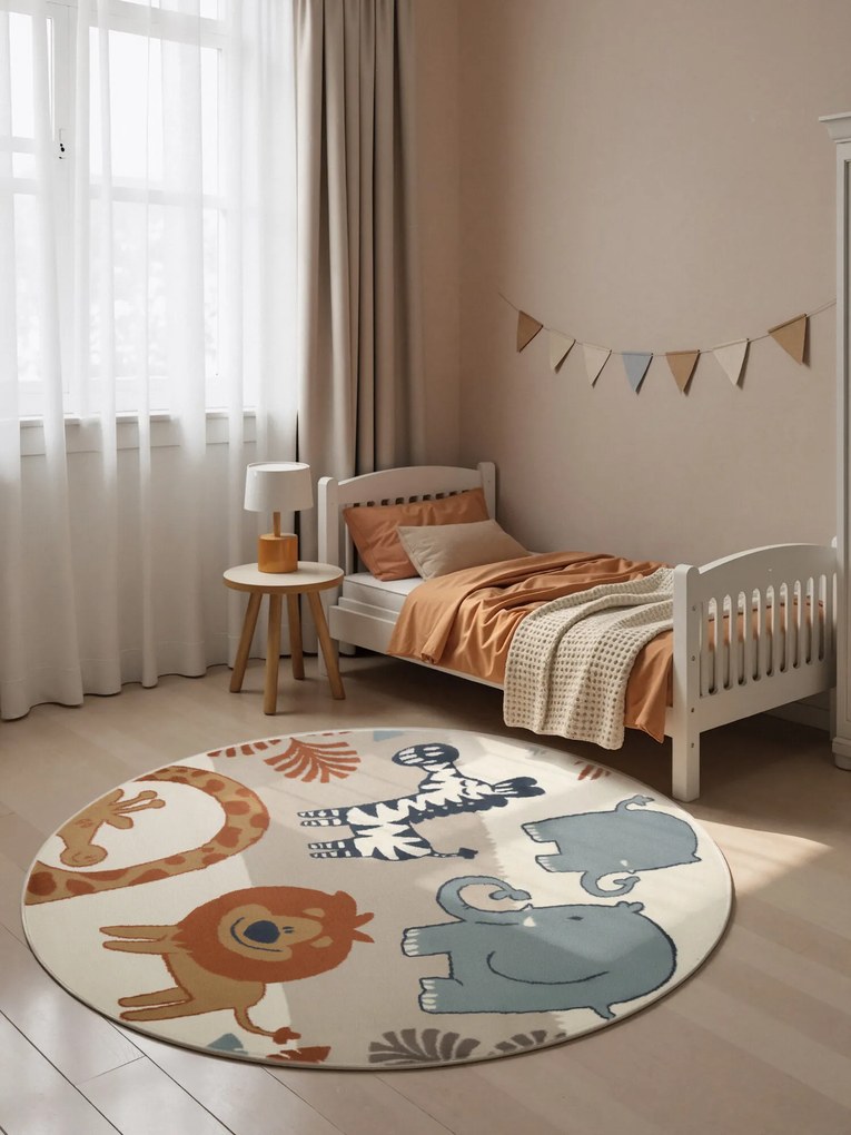 Hanse Home, Detský koberec Adventures 106409 Cream Multicolor kruh, 160x160 (priemer) kruh, viacfarebná, detská izba