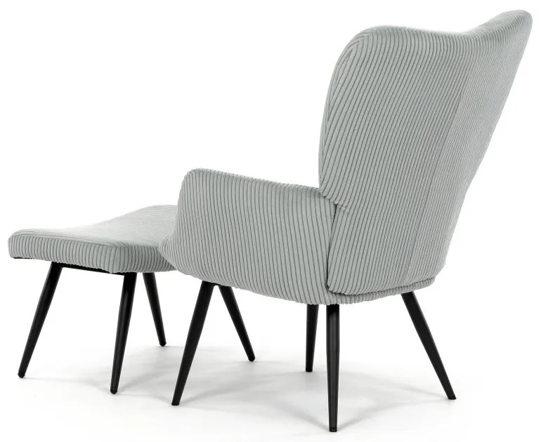 Relaxačné kreslo ušiak s taburetom ROYAL — kov, menčester, mentolová