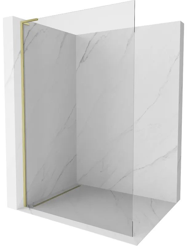 Mexen Kioto L, sprchová zástena Walk-In 85 x 200 cm, 8mm číre sklo, zlatý matný profil, 800-085-103-55-00