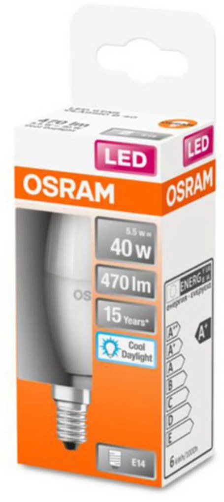 OSRAM Classic B LED žiarovka E14 4,9W 6.500K matná