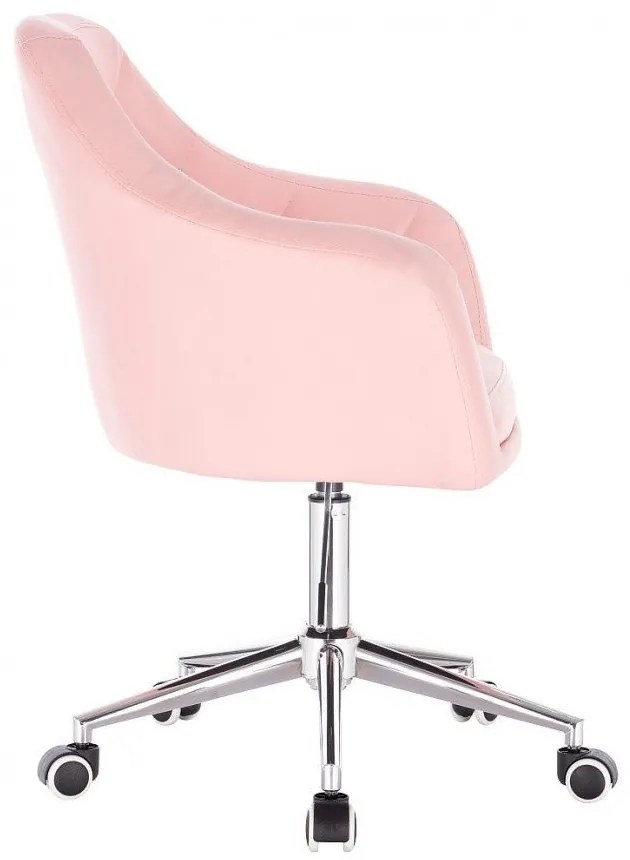 LuxuryForm DESIGN Kreslo ROMA na striebornej podstave s kolieskami - ružové