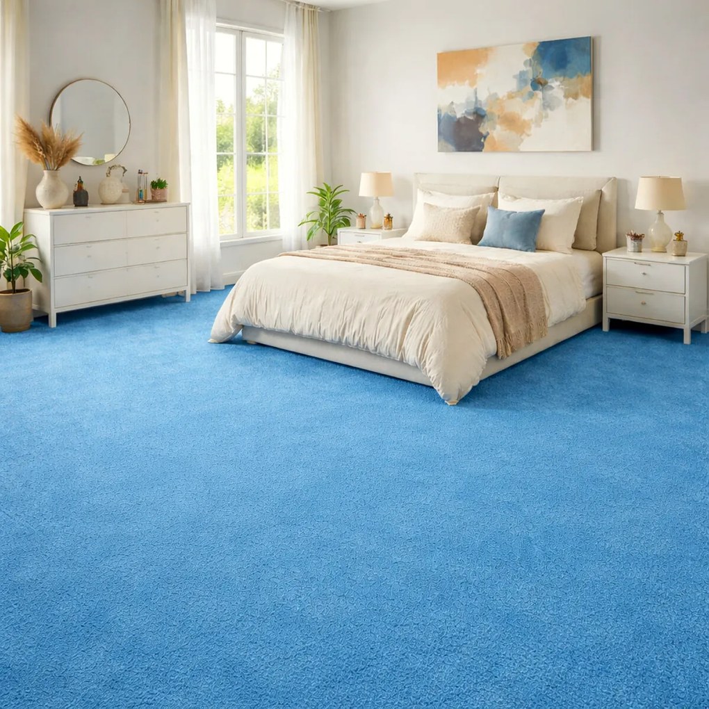 AKCIA: 300x400 cm Kusový koberec Eton tyrkys - obšitý zo všetkých strán, šíře, modrá, filc, kancelária, AladinWorld Expres