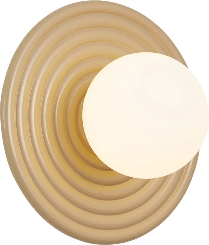 Retro Wall Lamp Taupe with Opal Round 20cm IP44 - Lila