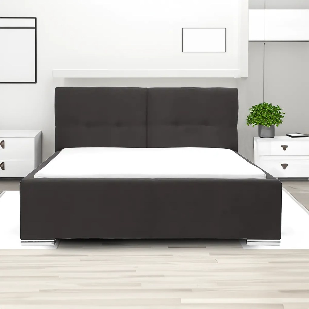 Čalúnená posteľ s úložným priestorom a matracom FELIX 160 x 200 cm Čierna