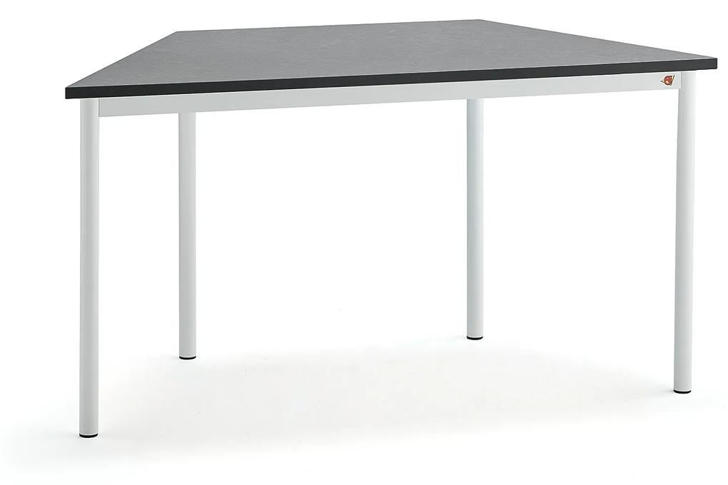 Stôl SONITUS TRAPETS, 1400x700x720 mm, linoleum - tmavošedá, biela