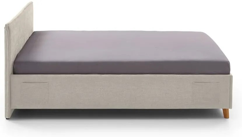 Béžová čalúnená detská posteľ s úložným priestorom s roštom 90x200 cm Fun – Meise Möbel