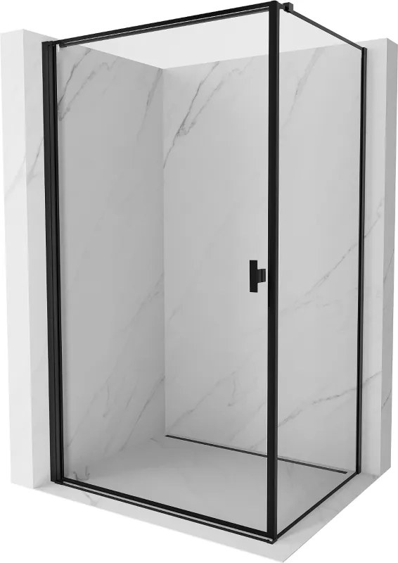 Mexen Mist-B, 1-krídlový výklopný sprchový kút ľavý 90 x 80 cm, číre sklo-čierny rám, 8A2T-090-080-70-70-L