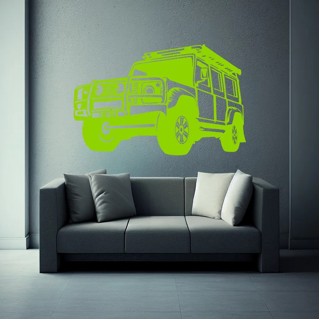 Veselá Stena Samolepka na stenu na stenu Auto Land Rover Defender Farba: čierna