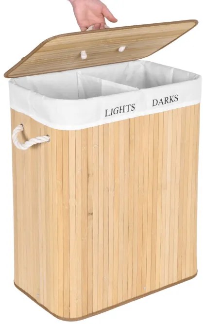 Kôš na bielizeň 2 priehradkový, bambusový