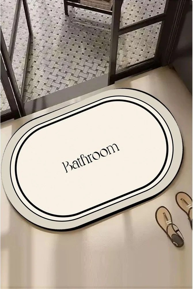 Krémovobiela kúpeľňová predložka 60x100 cm Farbelle – Foutastic