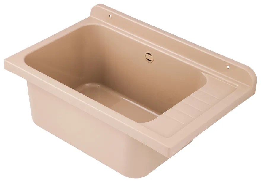 Gamma Selva, univerzálna plastová výlevka 58x38x26,7 cm + sifón, 1-komorová, béžová, GMA-KGS58-B