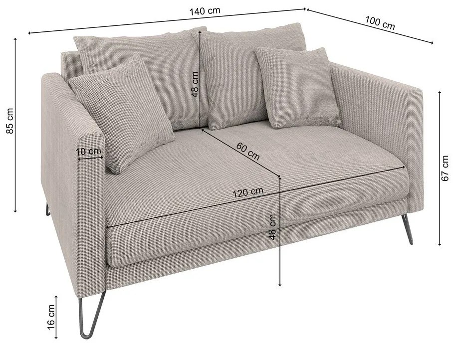 Svetlohnedá ženilková pohovka 140 cm Freya – Ropez