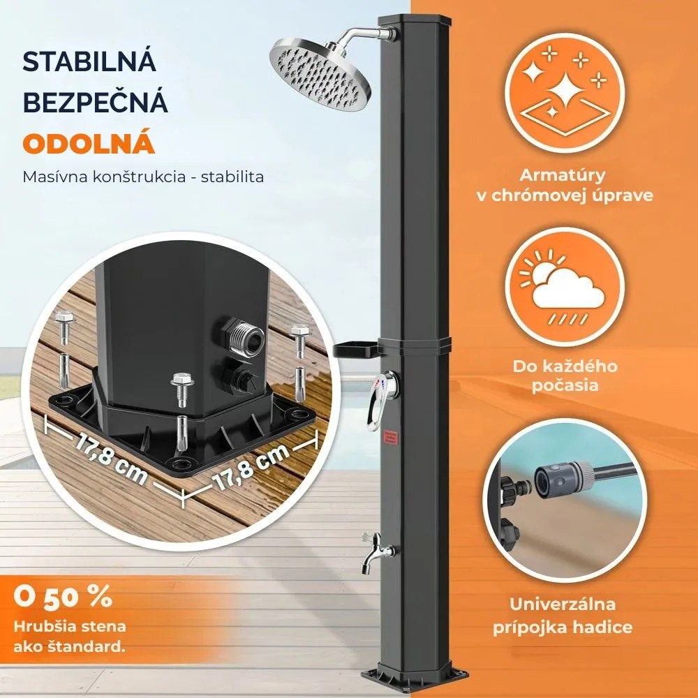 Solárna sprcha s krytom HAVANA, 60 l, čierna Casaria