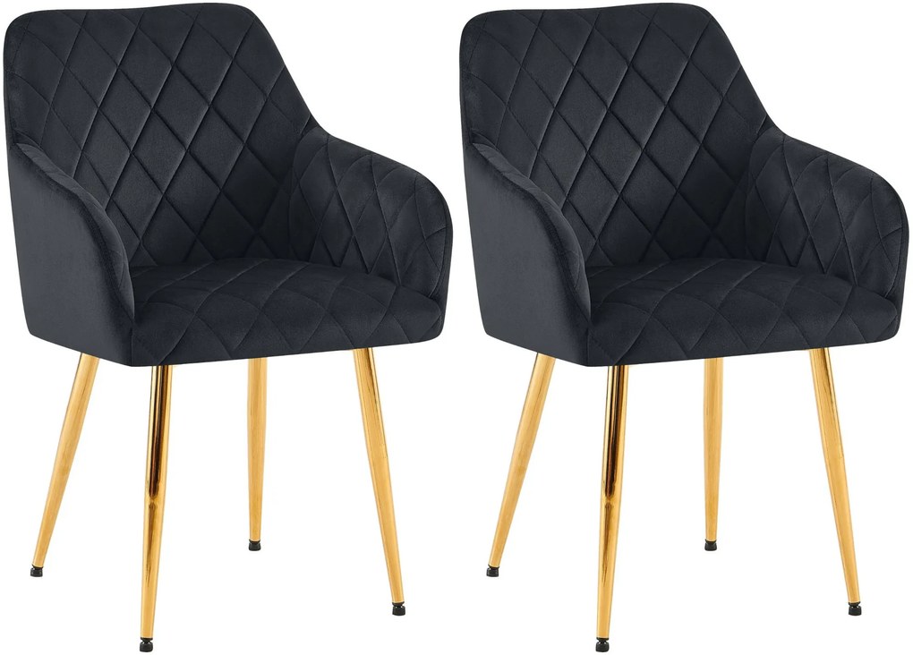 Set 2 jedálenských stoličiek Monett G - zamat, zlatý rám - čierna