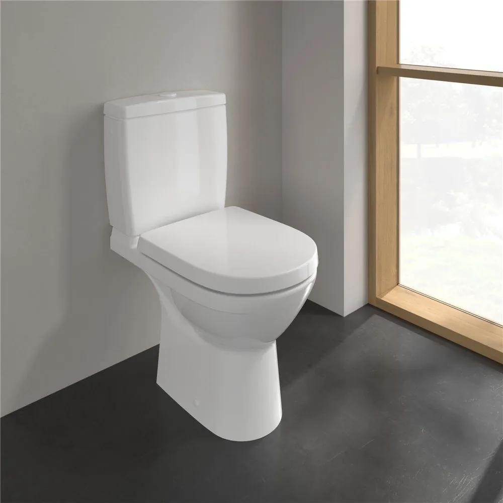 VILLEROY &amp; BOCH O.novo Compact WC misa kombi s hlbokým splachovaním bez vnútorného okraja, zadný odpad, 370 x 605 mm, biela alpská, 5689R001